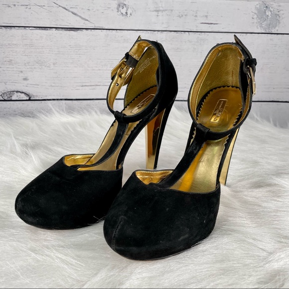 REPORT Signature Black Velvet Stilettos w/Round Toe, Platform, Strap & Buckle - Picture 3 of 15